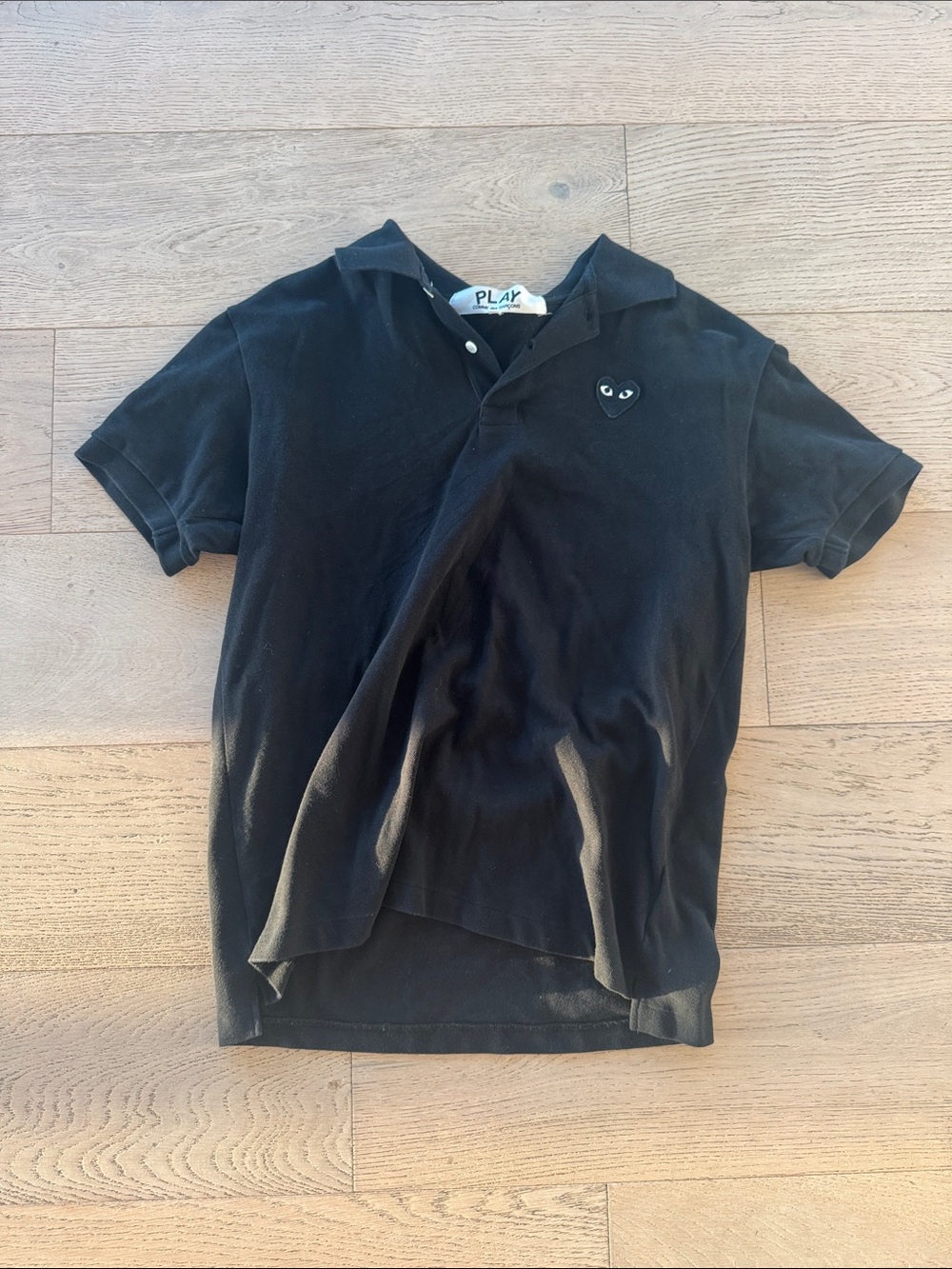 Comme des Garcons PLAY Black Heart Embroidered Polo